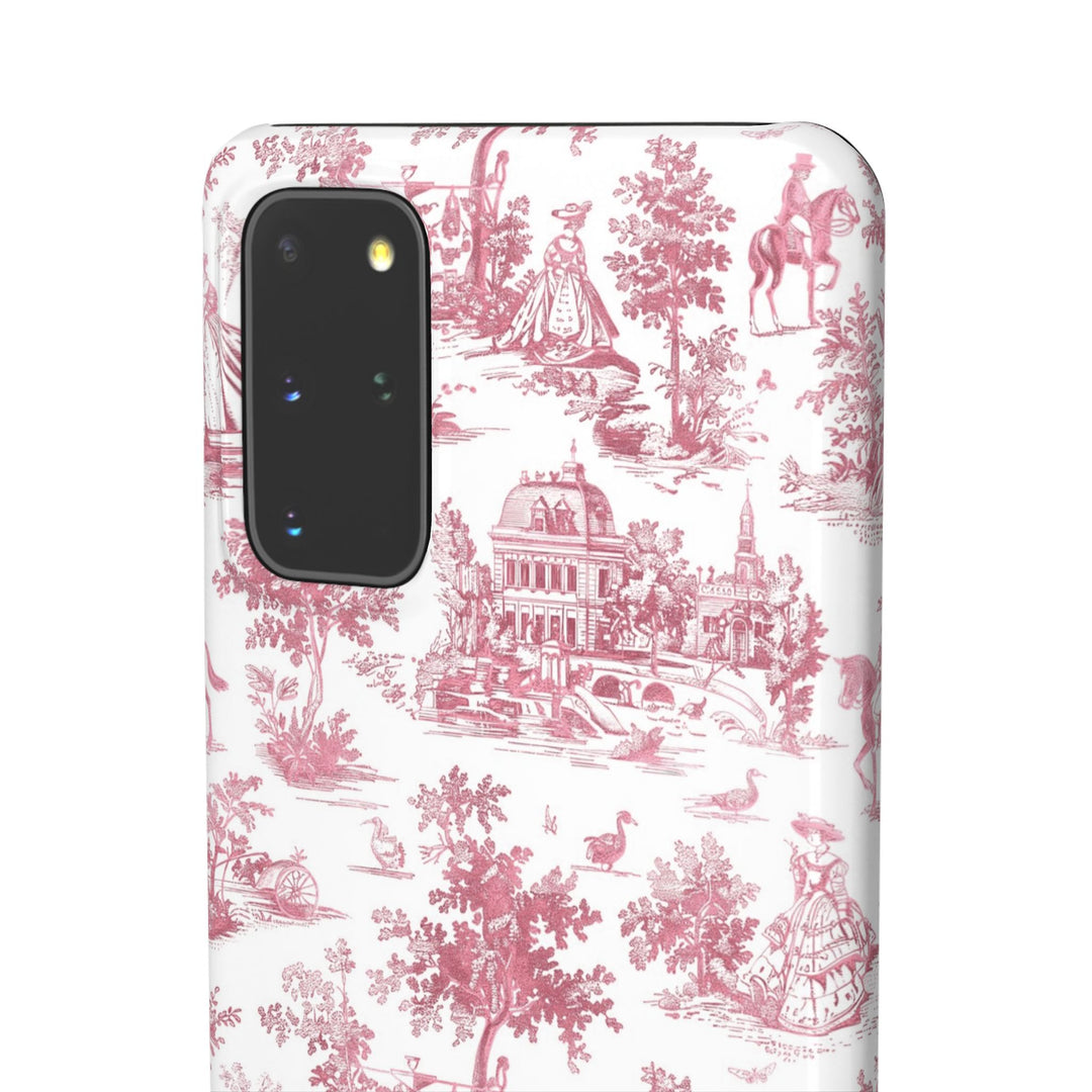 Sleek Snap Pink French Toile Cute Phone Case for iPhone 16 15 14 13 12 11 X Xs Max Xr Pro Plus Samsung Galaxy S24 S23 S22 S21 S20 Note Ultra
