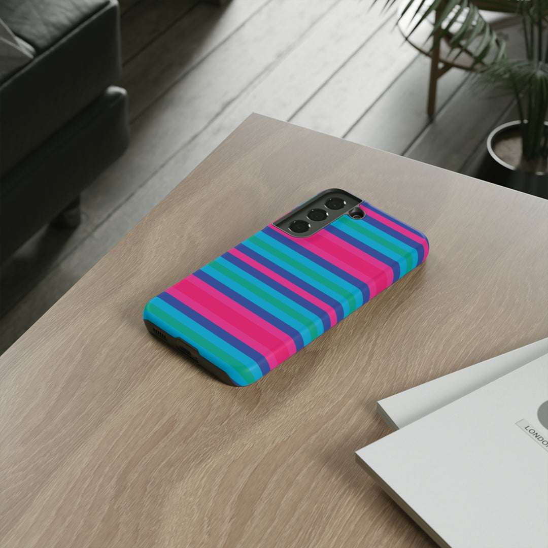 Cute Samsung Phone Case | Aesthetic Samsung Phone Case | Stripes Blue Pink | Galaxy S23, S22, S21, S20 | Luxury Double Layer | Cool - Studio40ParkLane
