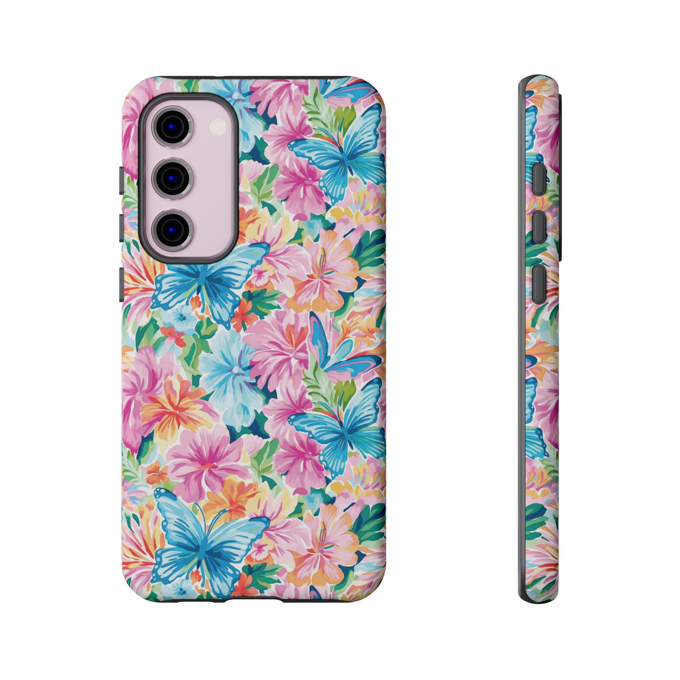 Premium Tough Butterflies Flowers Cute Phone Cases for Samsung S24, S23, S22, S21, S20, Plus and Ultra, Iphone 16 Pro Max,15, 14, 13, 12, 11, 10