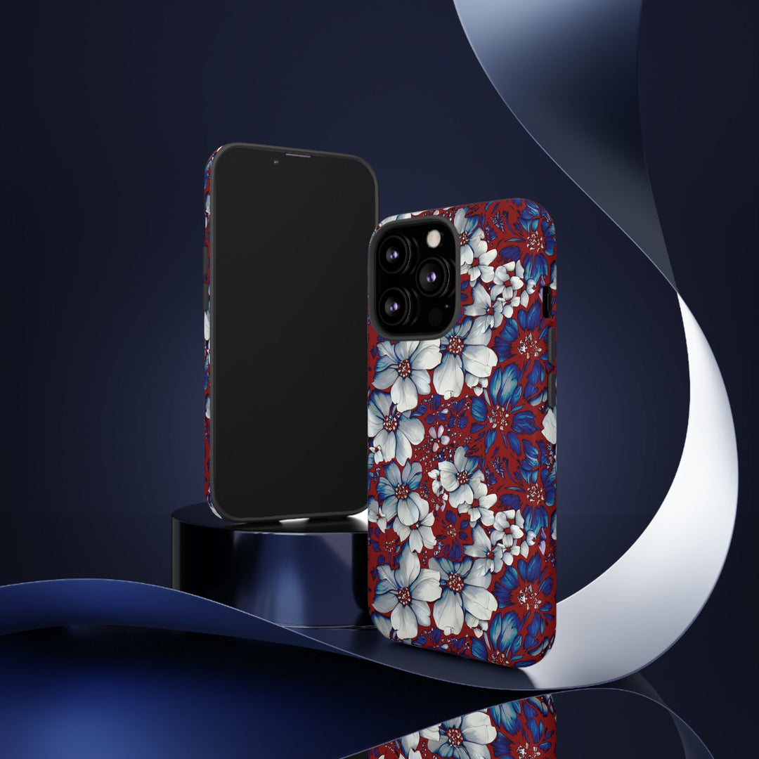 Cute IPhone Case | Red Blue Flowers, iPhone 15 Case | iPhone 15 Pro Case, Iphone 14 Case, Iphone 14 Pro Max Case, Protective Iphone Case - Studio40ParkLane