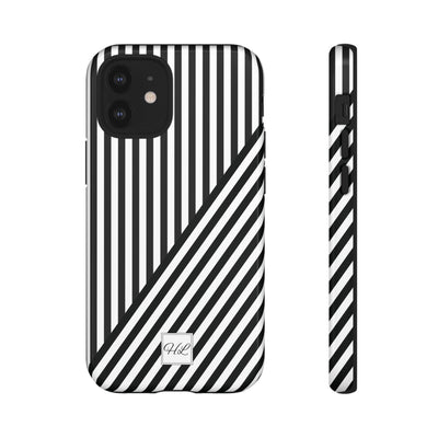 Custom Personalized Aesthetic Stripes Black White Tough Phone Case - For iPhone 17 Pro Max iPhone 16 Pro iPhone 15 Iphone 14 Plus 13 12 11 - Studio40ParkLane