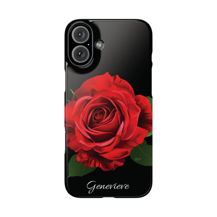 Slim Custom Personalized Red Rose Flowers Gift for Her Cute Phone Cases for Iphone 16 Pro Max | iPhone 15 Case | iPhone 15 Pro Max Case, Iphone 14, Iphone 14 Pro Max, Iphone 13 12 11 8 7 - Studio40ParkLane