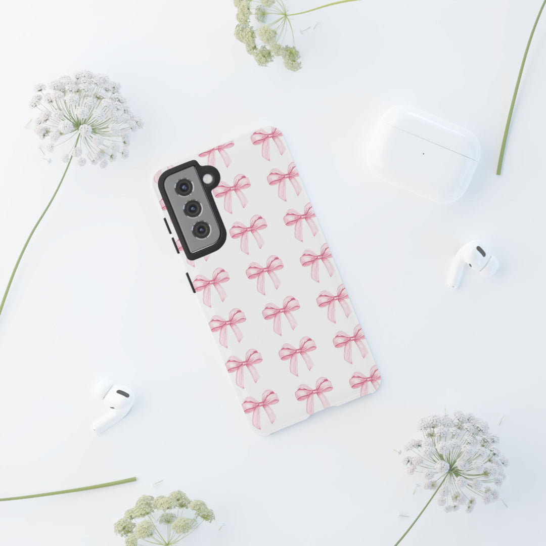 Pink Bows Cute Phone Case, for IPhone 16 Pro Max | Iphone 15, Iphone 14, IPhone 13 Case, 11 8 7, Samsung Galaxy S24, S23, S22, S21, 2 Layer Protection - Studio40ParkLane