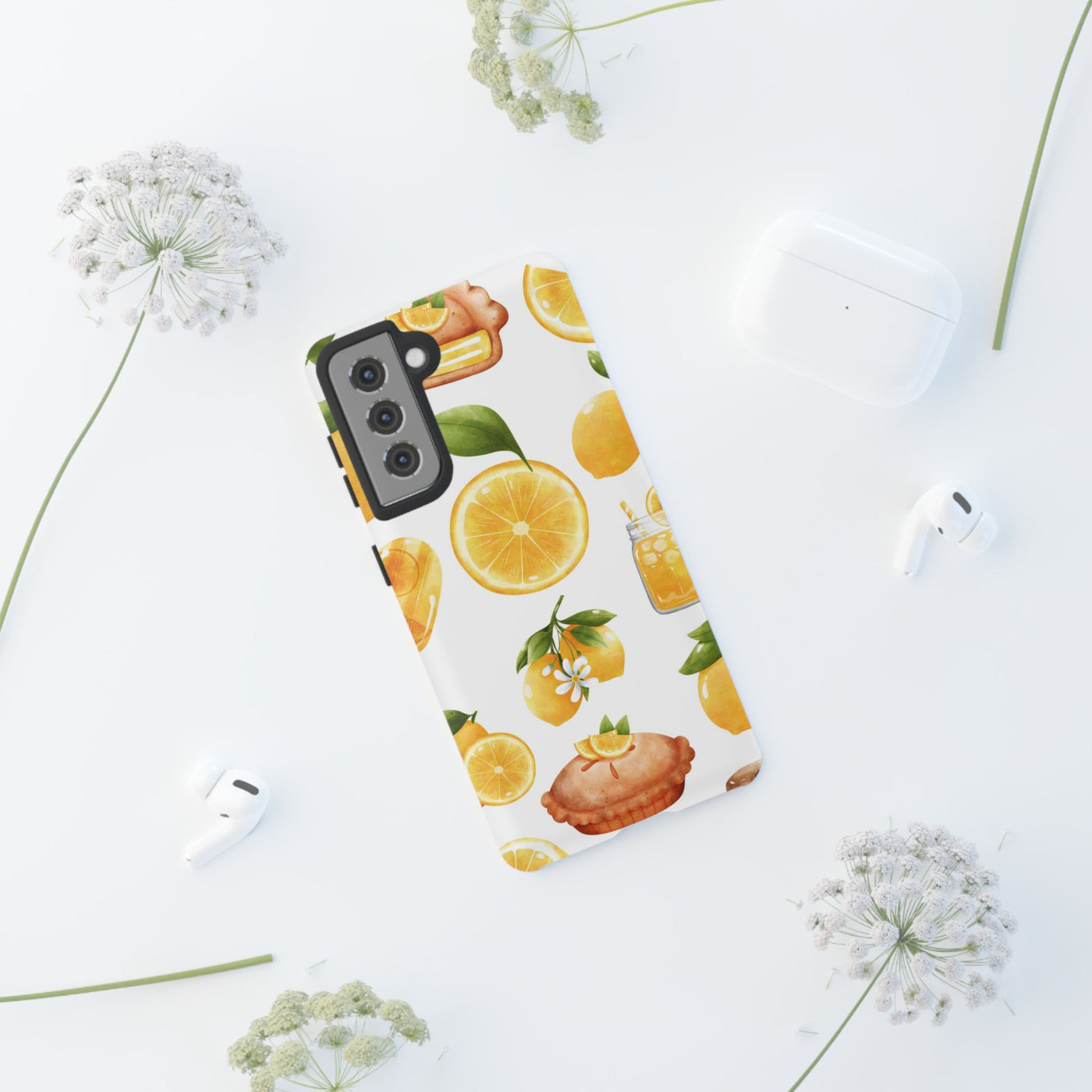 Impact Resistant, Lemon Fruit Pie, Cute Phone Cases for Samsung S24, S23, S22, S21, IPhone 15 pro Iphone 14 pro Iphone 13 IPhone 12 Iphone 11