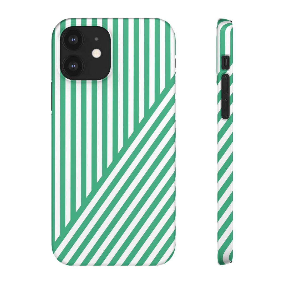 Aesthetic Emerald Stripes Cute Phone Case Sleek Snap - For iPhone 17 Pro Max iPhone 16 Pro iPhone 15 Iphone 14 Plus 13 Pro 12 11 10 Gift