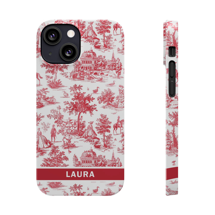 Slim French Toile Personalized Initial Custom Gift for Her Cute Phone Cases for Iphone 16 Pro Max | iPhone 15 Case | iPhone 15 Pro Max Case, Iphone 14, 13, 12, 11, 10, 8, 7 - Studio40ParkLane