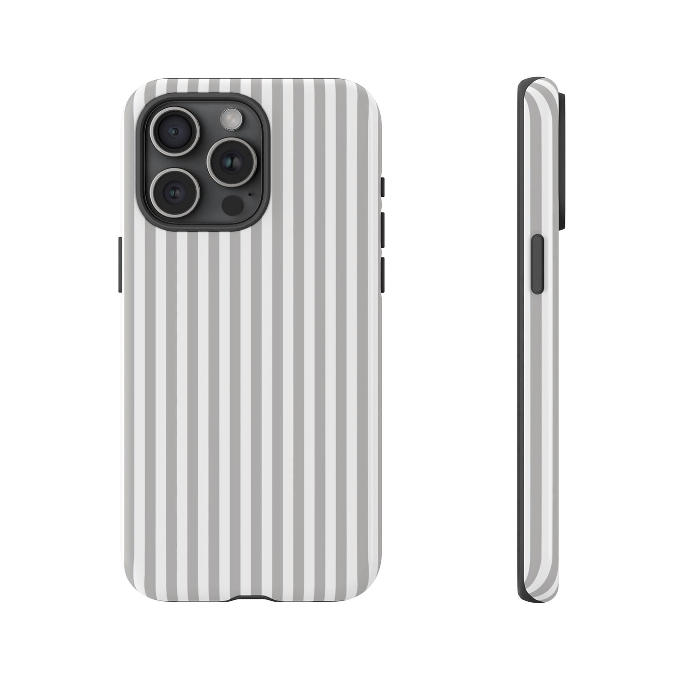 Tough Premium Ash Grey Stripes Phone Case Gift for Her - For Apple iPhone 16 Pro Max 16e iPhone 15 Pro iPhone Iphone 14 Plus 13 Pro 12 SE XR - Studio40ParkLane