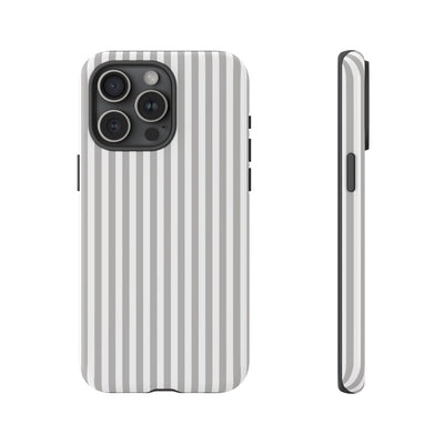Tough Premium Ash Grey Stripes Phone Case Gift for Her - For Apple iPhone 16 Pro Max 16e iPhone 15 Pro iPhone Iphone 14 Plus 13 Pro 12 SE XR - Studio40ParkLane