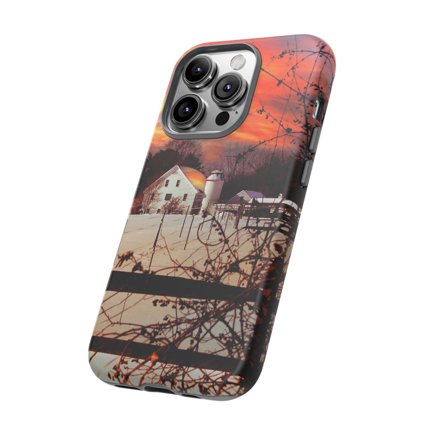 Impact Resistant, Winter Sunset Cute Phone Cases for Samsung S24, S23, S22, S21, IPhone 15 pro Iphone 14 pro Iphone 13 IPhone 12 Iphone 11