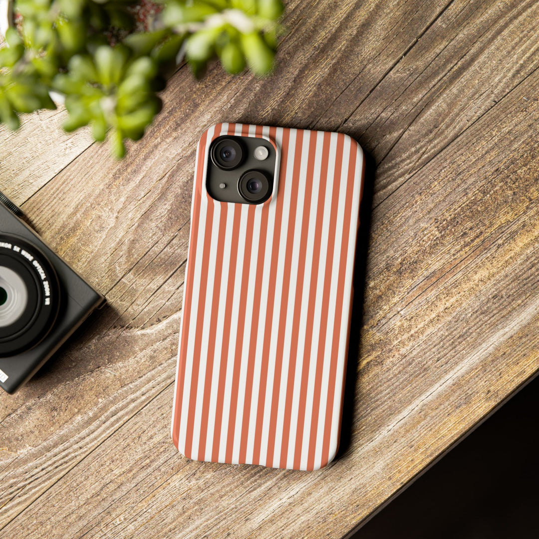 Slim Red Winter Peach Striped Cute Phone Case for Iphone 16 - | iPhone 15 Pro Max Case | iPhone 14 Case 13 12 11 10 9 8 7 X XS Gift for Her