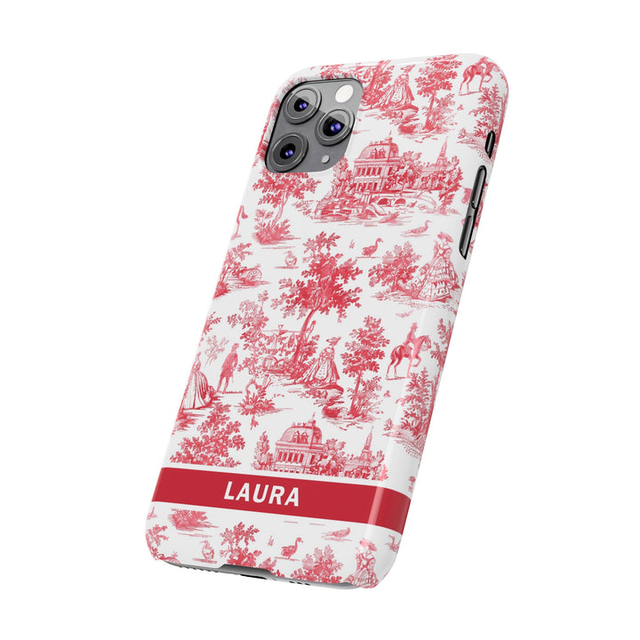 Slim French Toile Personalized Initial Custom Gift for Her Cute Phone Cases for Iphone 16 Pro Max | iPhone 15 Case | iPhone 15 Pro Max Case, Iphone 14, 13, 12, 11, 10, 8, 7 - Studio40ParkLane
