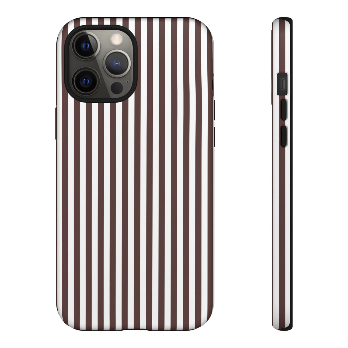 Tough Premium Brown Stripes Phone Case Gift for Her - For Apple iPhone 16 Pro Max 16e iPhone 15 Pro iPhone Iphone 14 Plus 13 Pro 12 SE XR - Studio40ParkLane