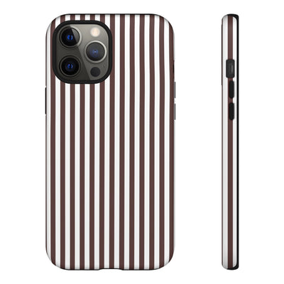 Tough Premium Brown Stripes Phone Case Gift for Her - For Apple iPhone 16 Pro Max 16e iPhone 15 Pro iPhone Iphone 14 Plus 13 Pro 12 SE XR - Studio40ParkLane