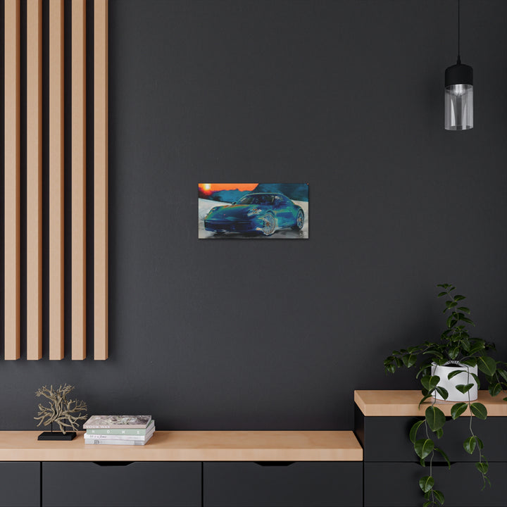 Porsche Wall Art on Canvas Print Gallery Wrapped - Gorgeous Porsche 911 Carrera Wall Art - Set in the mountains with a Sunset - Home Decor - Studio40ParkLane
