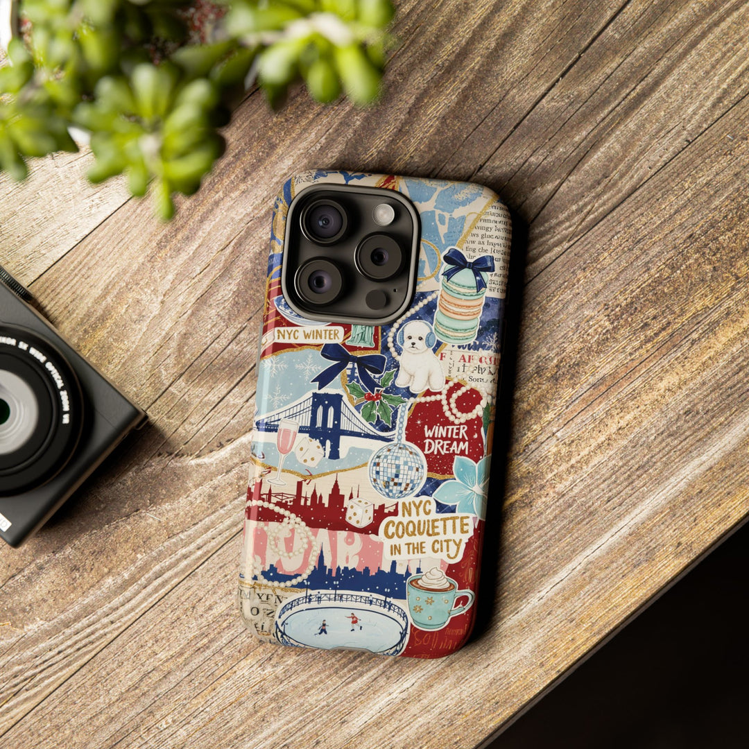 New York Winter Coquette Collage Tough Premium Phone Case - For iPhone 17 Pro Max iPhone 16 Pro iPhone 15 Iphone 14 Plus 13 Pro 12 11 10 XR