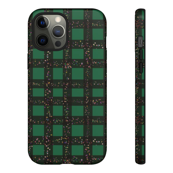 Cute IPhone Case | iPhone 15 Case | iPhone 15 Pro Max Case, Iphone 14 Case, Iphone 14 Pro Max Case IPhone Case for Art Lovers, Green Festive Plaid - Studio40ParkLane