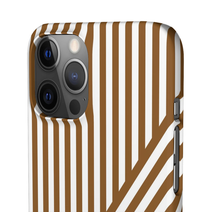 Aesthetic Mocha Brown Stripes Cute Phone Case Sleek Snap - For iPhone 17 Pro Max iPhone 16 Pro iPhone 15 Iphone 14 Plus 13 Pro 12 11 10 Gift - Studio40ParkLane