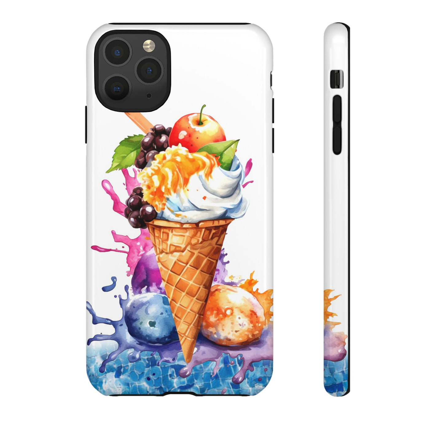 Impact Resistant, Summer Ice Cream Cone, Cute Phone Cases for Samsung S24, S23, S22, S21, IPhone 15 pro Iphone 14 pro Iphone 13 IPhone 12 Iphone 11