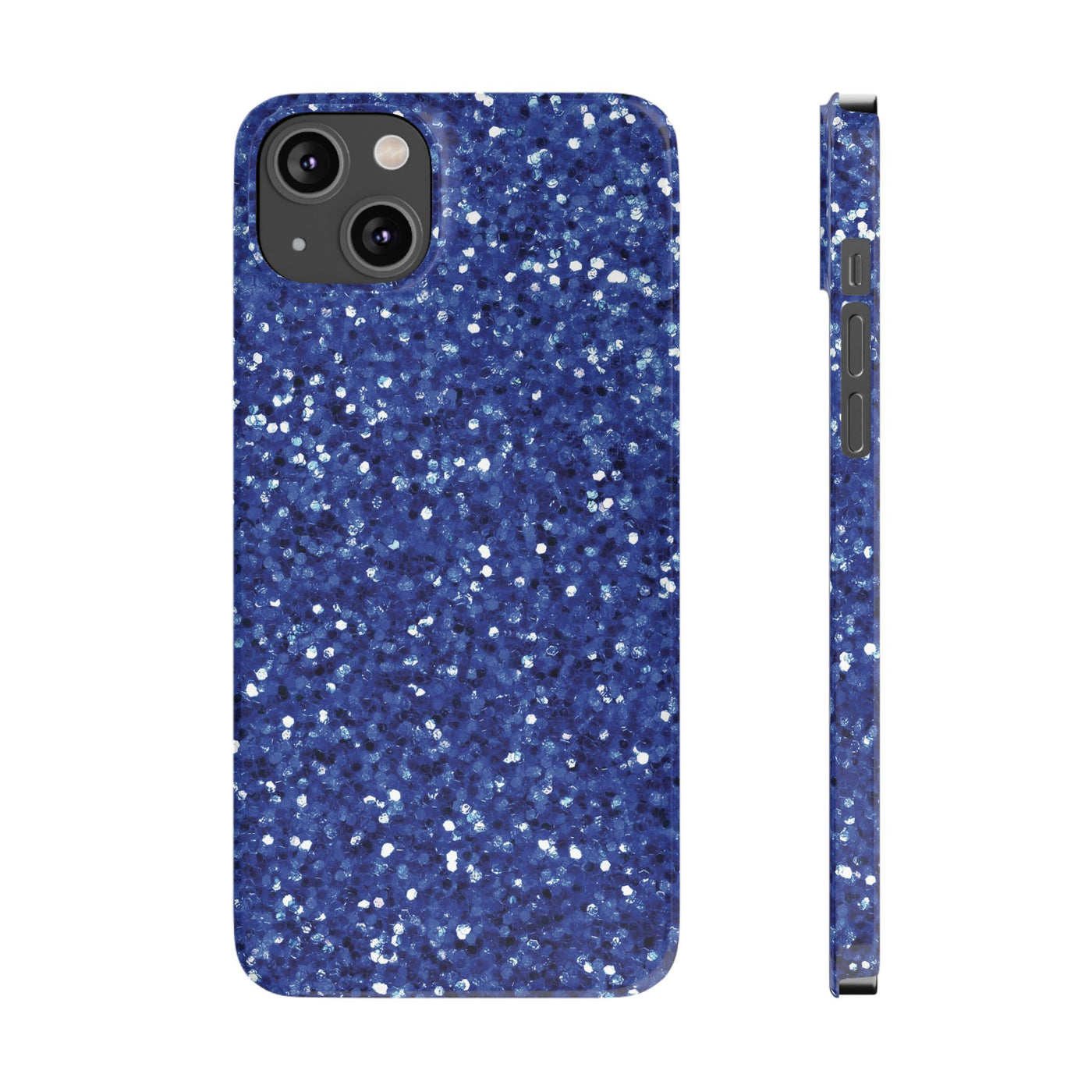 Slim Blue Muted Faux Play on Glitter Effect Cute Phone Cases for Iphone 16 Pro Max | iPhone 15 Case | iPhone 15 Pro Max Case, Iphone 14, Iphone 14 Pro Max, Iphone 13 12 11 8 7