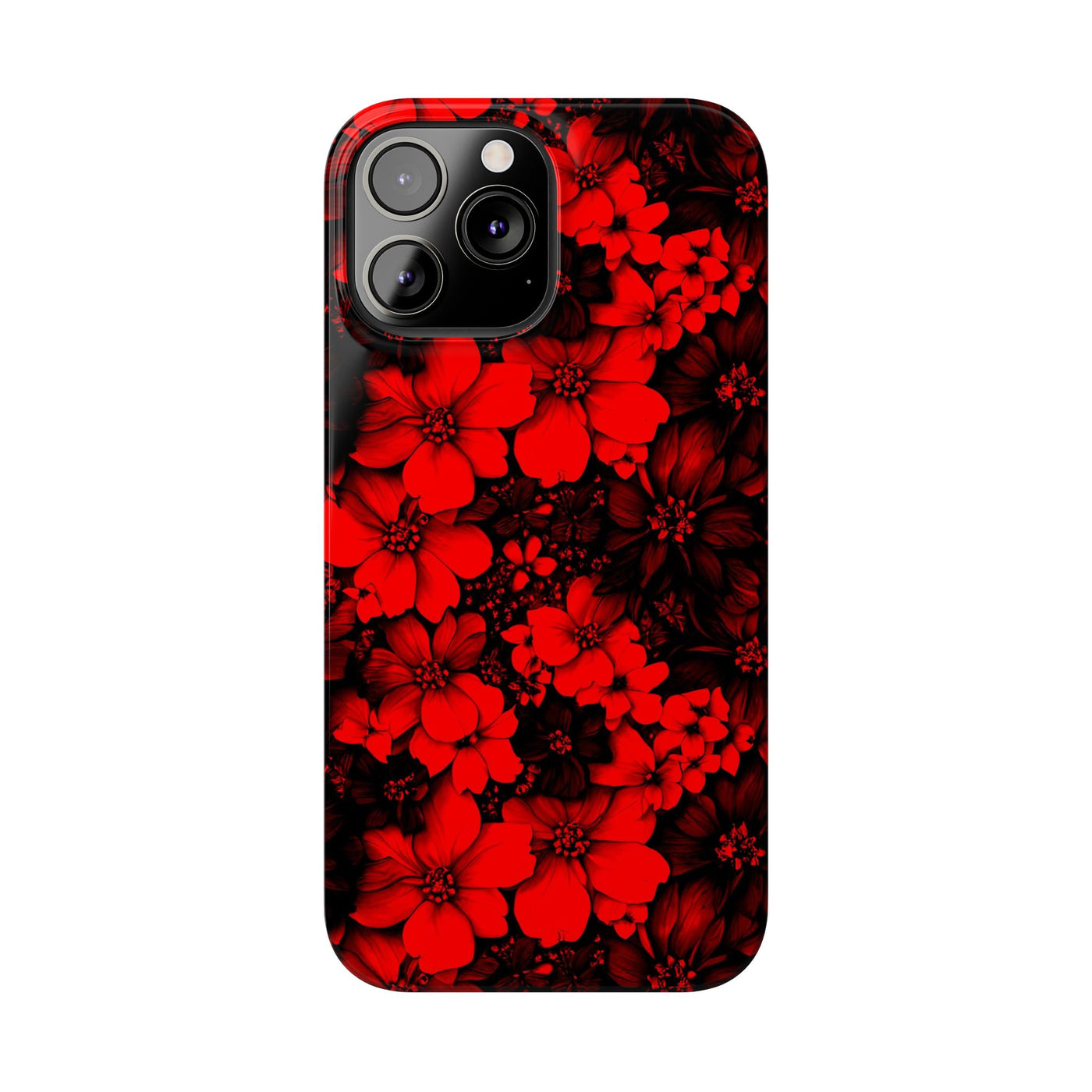 Slim Cute Phone Cases for Iphone - | iPhone 15 Case | iPhone 15 Pro Max Case, Iphone 14 Case, Iphone 14 Pro Max, Iphone 13, Red Black Flowers