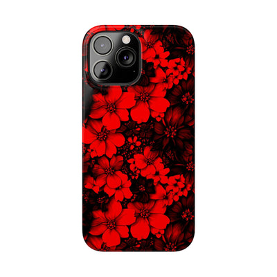 Slim Cute Phone Cases for Iphone - | iPhone 15 Case | iPhone 15 Pro Max Case, Iphone 14 Case, Iphone 14 Pro Max, Iphone 13, Red Black Flowers