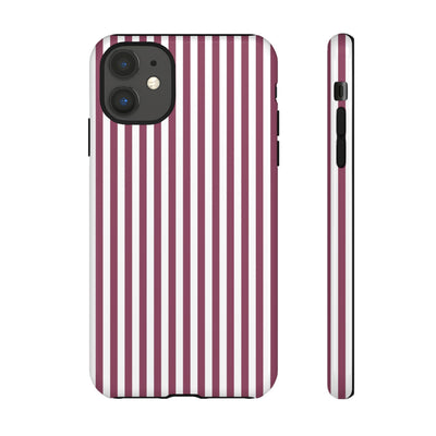 Tough Premium Old Claret Stripes Phone Case Gift for Her - For Apple iPhone 16 Pro Max 16e iPhone 15 Pro iPhone Iphone 14 Plus 13 Pro 12 SE XR - Studio40ParkLane