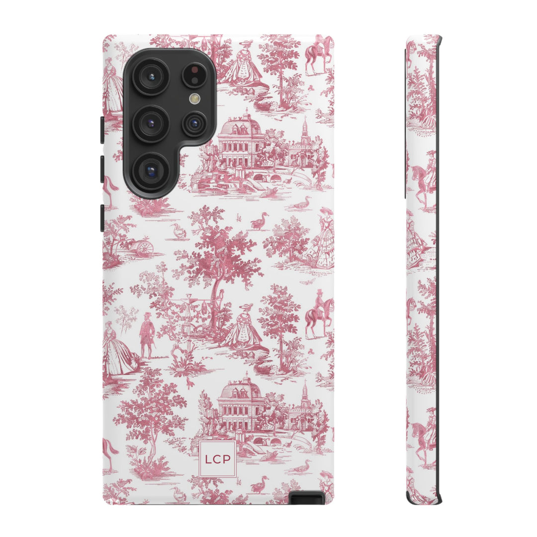 Personalized Custom French Toile Tough Cute Phone Case For Apple iPhone 18, 17, 16, 15 14, Pro Max, Samsung Galaxy S26, S25, S24 Plus Ultra