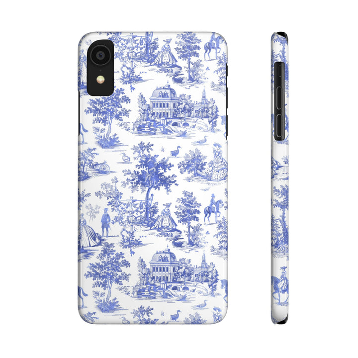Slim Blue Vintage French Toile Cute Phone Cases for Iphone 16 Pro Max | iPhone 15 Case | iPhone 15 Pro Max Case, Iphone 14, Iphone 14 Pro Max, Iphone 13 12 11 8 7 - Studio40ParkLane