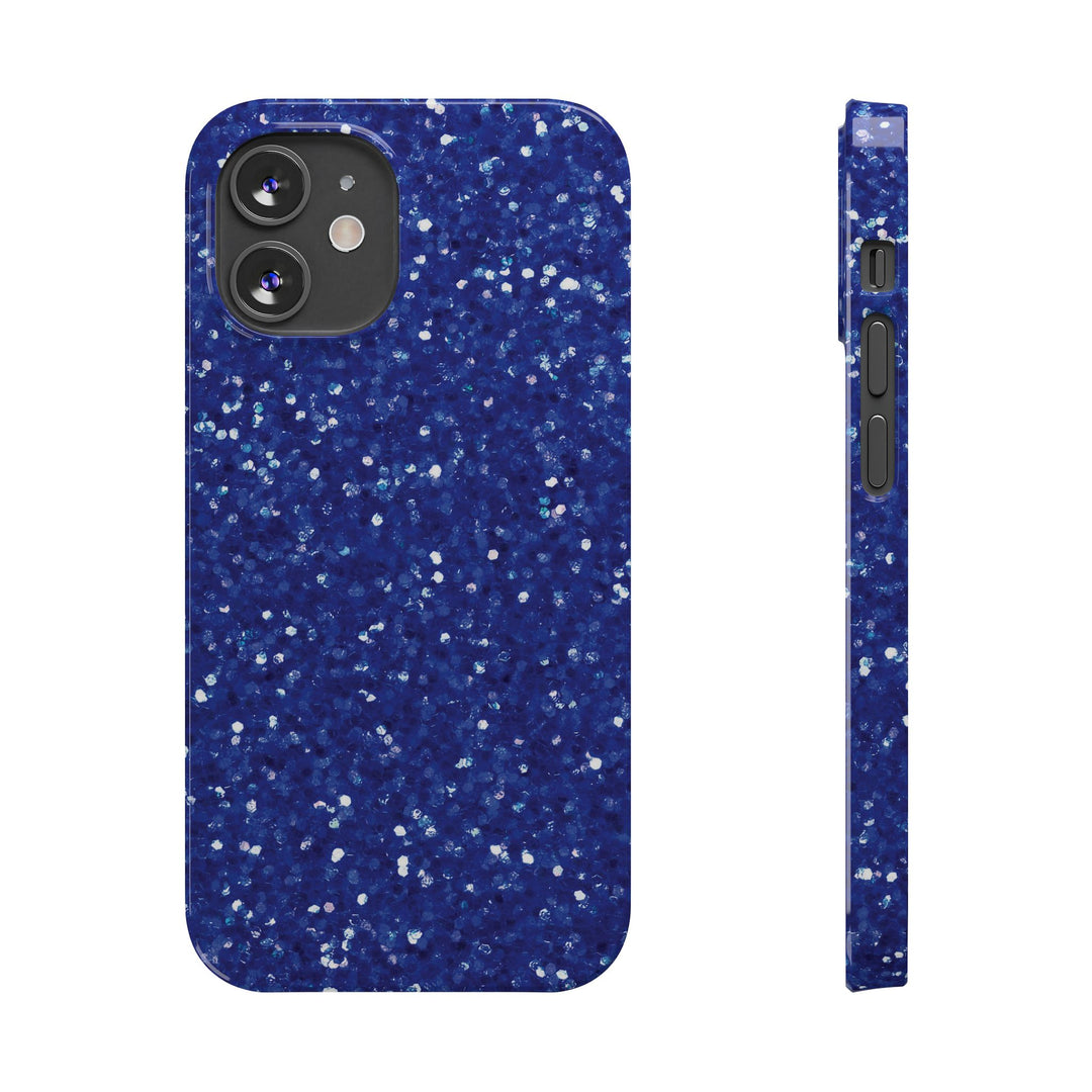 Slim Blue Muted Faux Play on Glitter Effect Cute Phone Cases for Iphone 16 Pro Max | iPhone 15 Case | iPhone 15 Pro Max Case, Iphone 14, Iphone 14 Pro Max, Iphone 13 12 11 8 7 - Studio40ParkLane