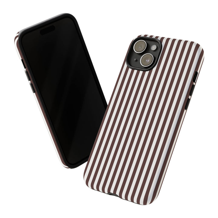 Tough Premium Brown Stripes Phone Case Gift for Her - For Apple iPhone 16 Pro Max 16e iPhone 15 Pro iPhone Iphone 14 Plus 13 Pro 12 SE XR - Studio40ParkLane