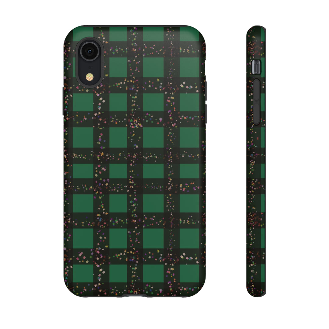 Cute IPhone Case | iPhone 15 Case | iPhone 15 Pro Max Case, Iphone 14 Case, Iphone 14 Pro Max Case IPhone Case for Art Lovers, Green Festive Plaid - Studio40ParkLane