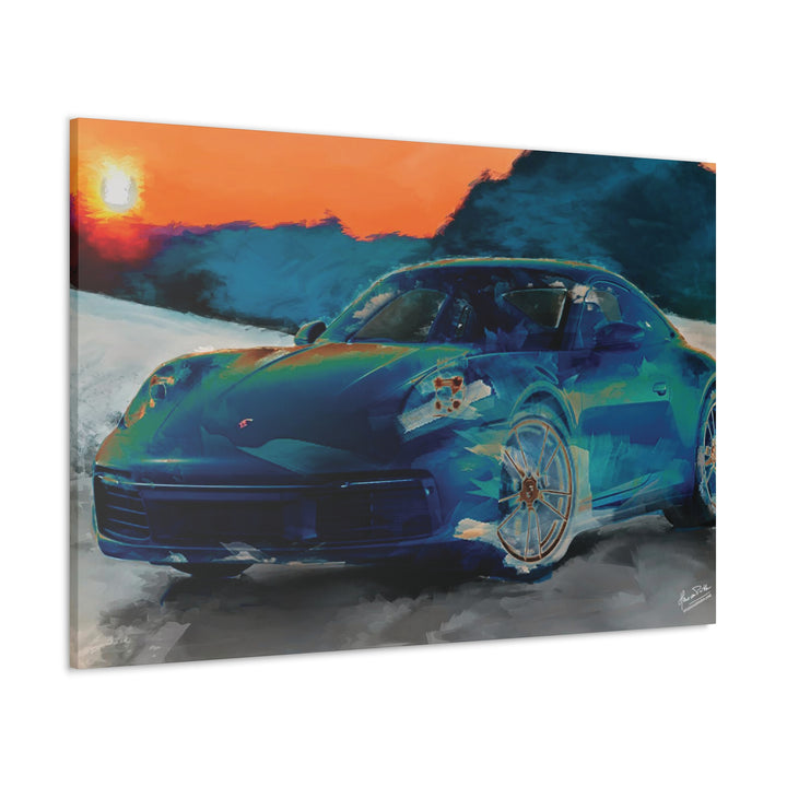 Porsche Wall Art on Canvas Print Gallery Wrapped - Gorgeous Porsche 911 Carrera Wall Art - Set in the mountains with a Sunset - Home Decor - Studio40ParkLane