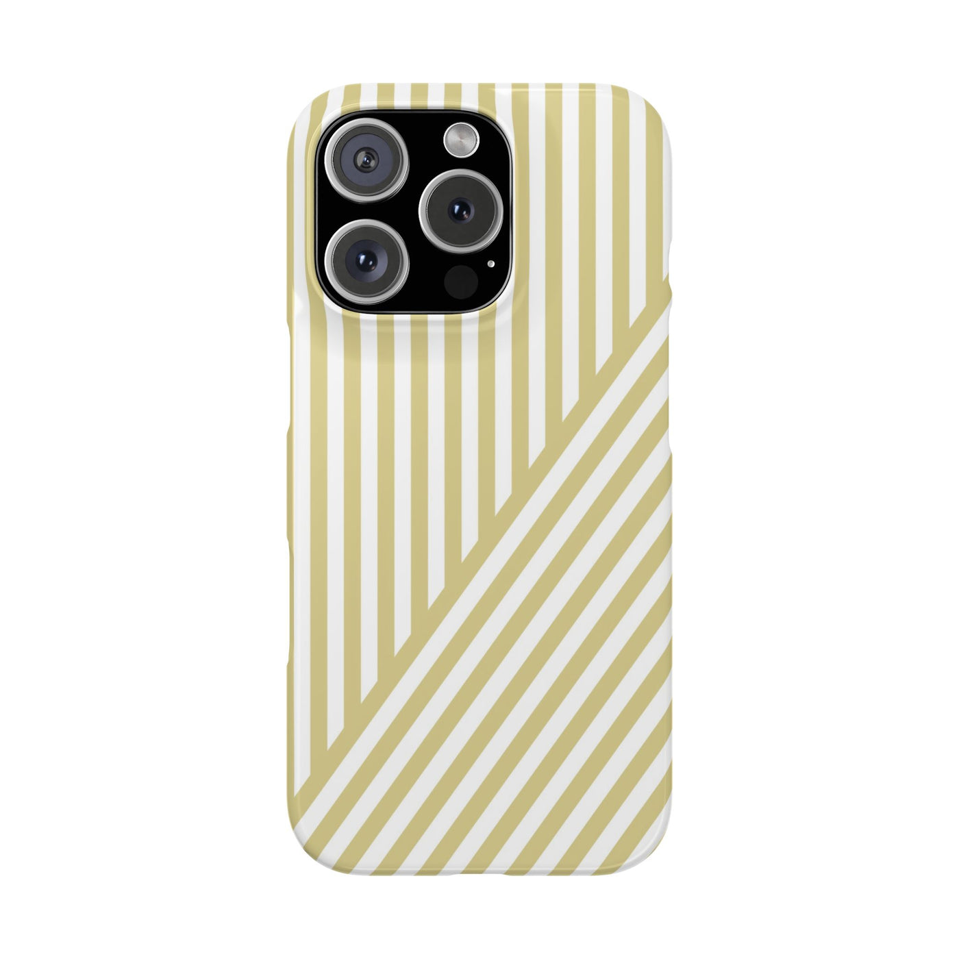 Aesthetic Yellow Beige Stripes Cute Phone Case Sleek Snap - For iPhone 17 Pro Max iPhone 16 Pro iPhone 15 Iphone 14 Plus 13 Pro 12 11 10 Gift