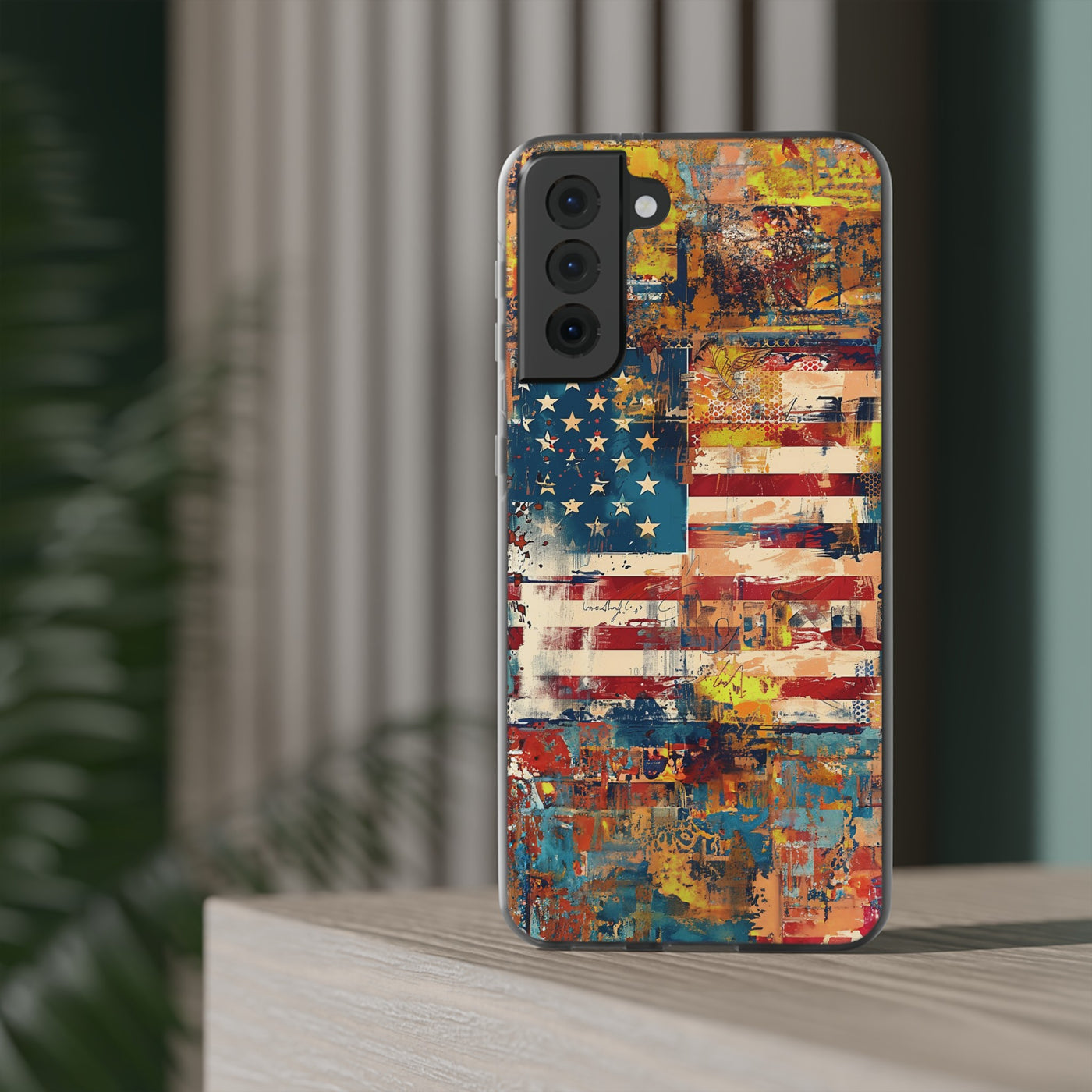 Cute Flexi Phone Cases, US Flag Abstract, Compatible with Samsung Galaxy S23, Samsung S22, Samsung S21, Samsung S20, Galaxy S20 Ultra