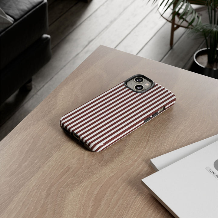 Tough Premium Chocolate Stripes Phone Case Gift for Her - For Apple iPhone 16 Pro Max 16e iPhone 15 Pro iPhone Iphone 14 Plus 13 Pro 12 SE XR - Studio40ParkLane