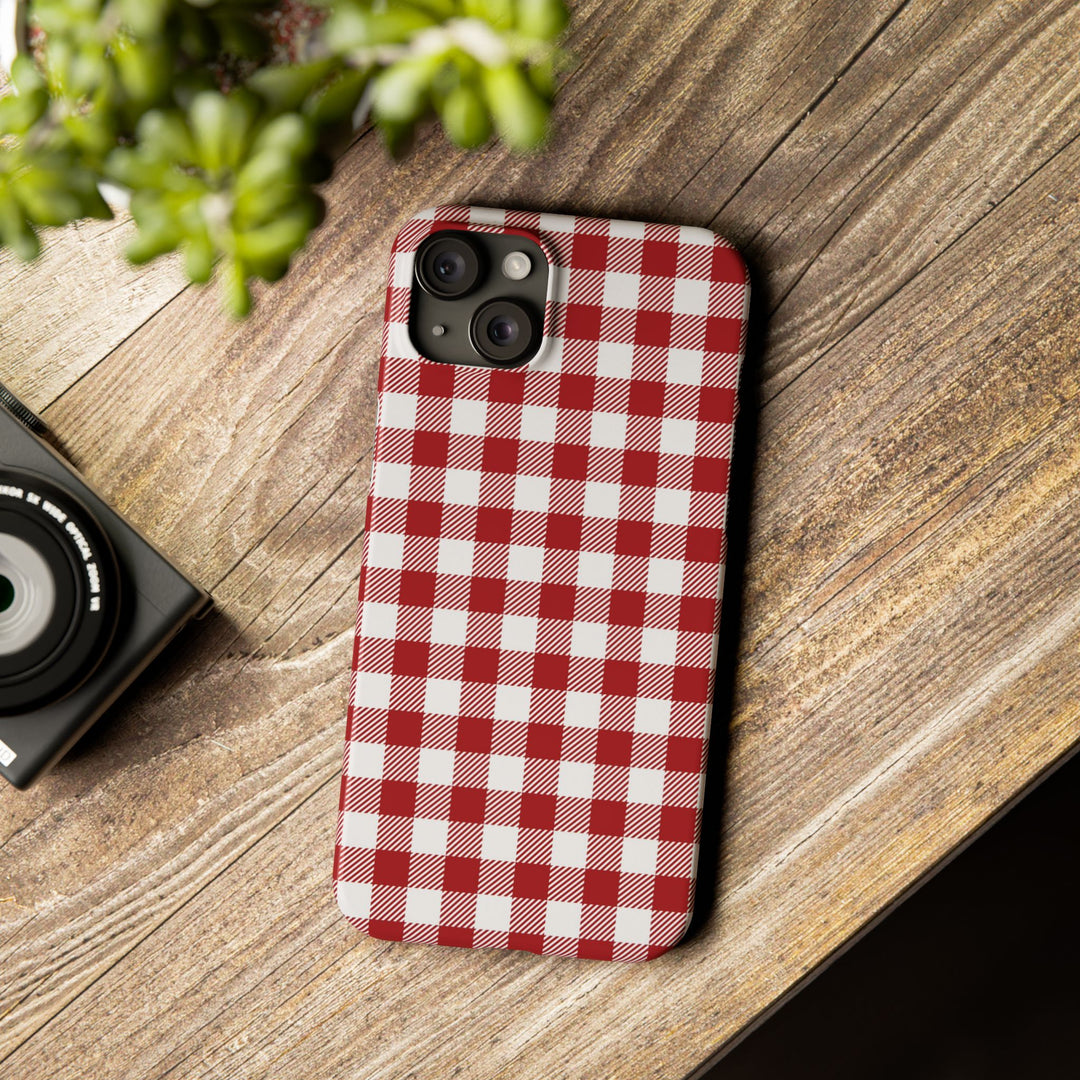 Slim Red Gingham Gift for Her Cute Phone Cases for Iphone 16 Pro Max | iPhone 15 Case | iPhone 15 Pro Max Case, Iphone 14, 13, 12, 11, 10, 8, 7 - Studio40ParkLane