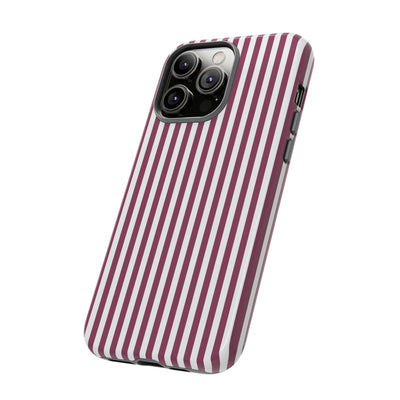 Tough Premium Old Claret Stripes Phone Case Gift for Her - For Apple iPhone 16 Pro Max 16e iPhone 15 Pro iPhone Iphone 14 Plus 13 Pro 12 SE XR - Studio40ParkLane