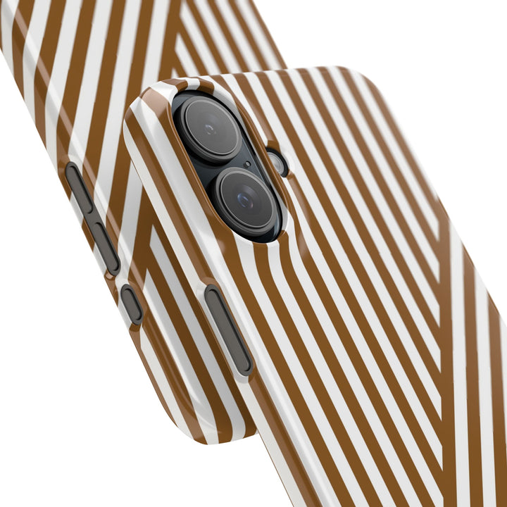 Aesthetic Mocha Brown Stripes Cute Phone Case Sleek Snap - For iPhone 17 Pro Max iPhone 16 Pro iPhone 15 Iphone 14 Plus 13 Pro 12 11 10 Gift - Studio40ParkLane