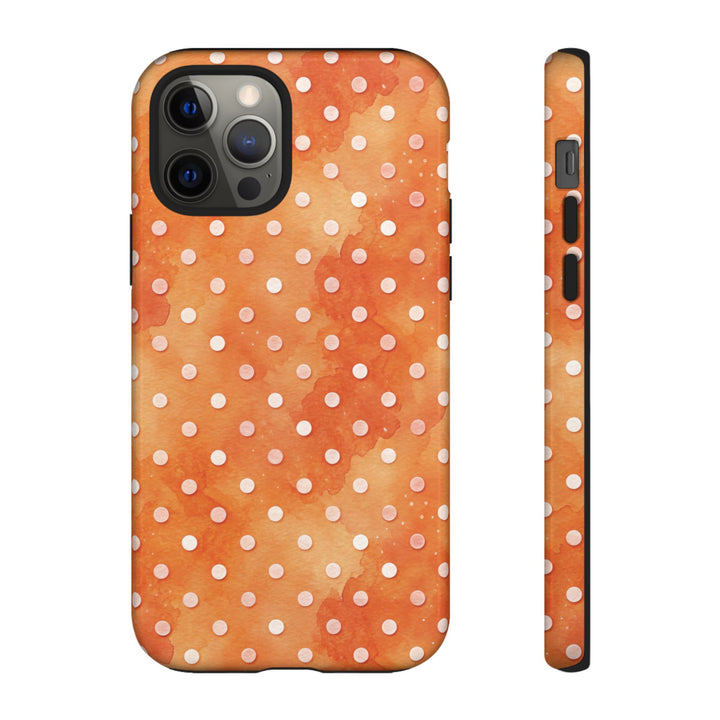 Aesthetic Tough Orange Polka Dots Watercolor Phone Case - For iPhone 17 Pro Max iPhone 16 Pro iPhone 15 Iphone 14 Plus 13 Pro 12 11 10 XR - Studio40ParkLane