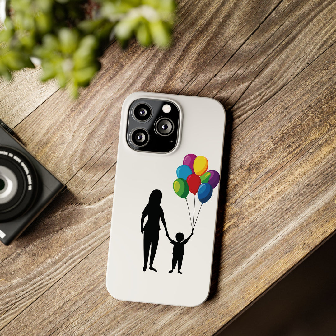 Slim Mother Child Balloons Gift for Her Cute Phone Cases for Iphone 16 Pro Max | iPhone 15 Case | iPhone 15 Pro Max Case, Iphone 14, 13, 12, 11, 10, 8, 7 - Studio40ParkLane