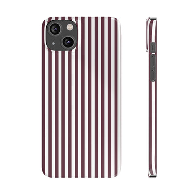 Slim Burgundy Wine Striped Cute Phone Case for Iphone 16 - | iPhone 15 Pro Max Case | iPhone 14 Case Iphone 13 12 11 10 9 8 7 Gift for Her - Studio40ParkLane
