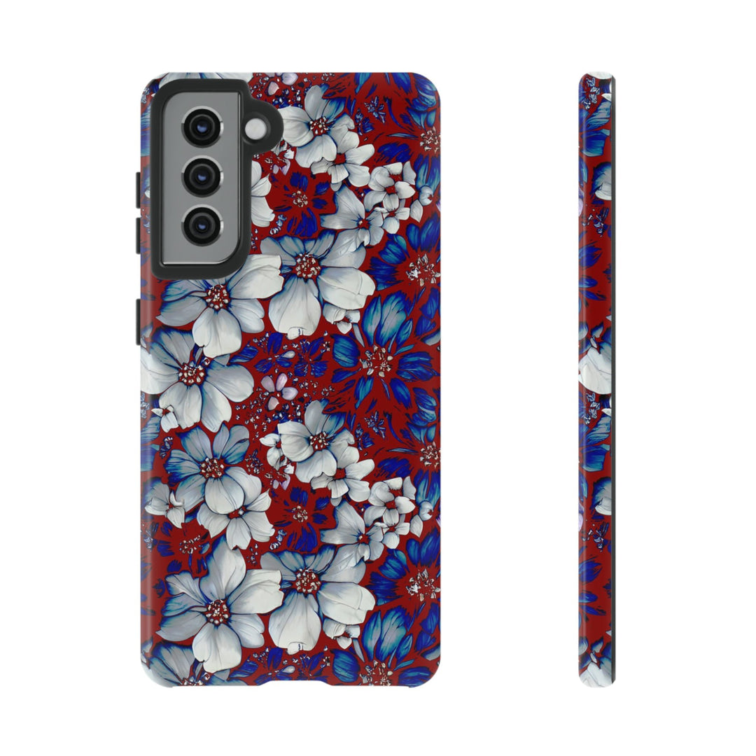 Cute Samsung Phone Case | Aesthetic Samsung Phone Case | Galaxy S23, S22, S21, S20 | Red Blue Flowers, Protective Phone Case - Studio40ParkLane