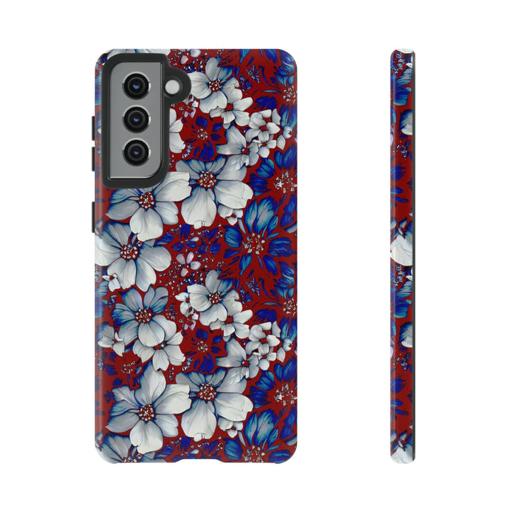 Cute Samsung Phone Case | Aesthetic Samsung Phone Case | Galaxy S23, S22, S21, S20 | Red Blue Flowers, Protective Phone Case - Studio40ParkLane