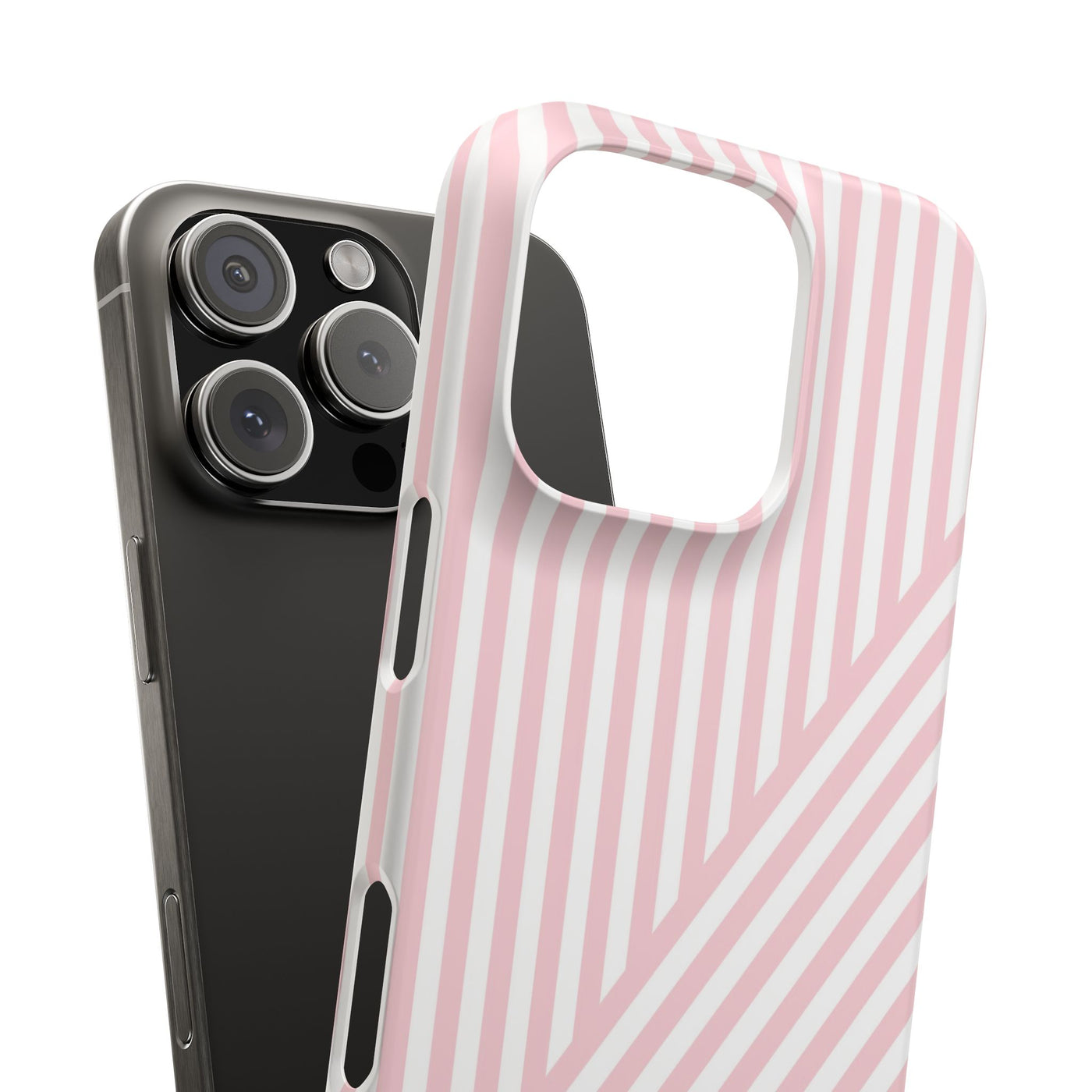 Aesthetic Sweet Pink Stripes Cute Phone Case Sleek Snap - For iPhone 17 Pro Max iPhone 16 Pro iPhone 15 Iphone 14 Plus 13 Pro 12 11 10 Gift