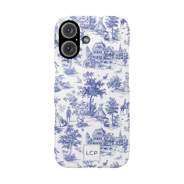 Slim Personalized Slim Blue Vintage French Toile Cute Phone Cases for Iphone 16 Pro Max | iPhone 15 Case | iPhone 15 Pro Max Case, Iphone 14, Iphone 14 Pro Max, Iphone 13 12 11 8 7 - Studio40ParkLane