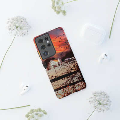 Impact Resistant, Winter Sunset Cute Phone Cases for Samsung S24, S23, S22, S21, IPhone 15 pro Iphone 14 pro Iphone 13 IPhone 12 Iphone 11