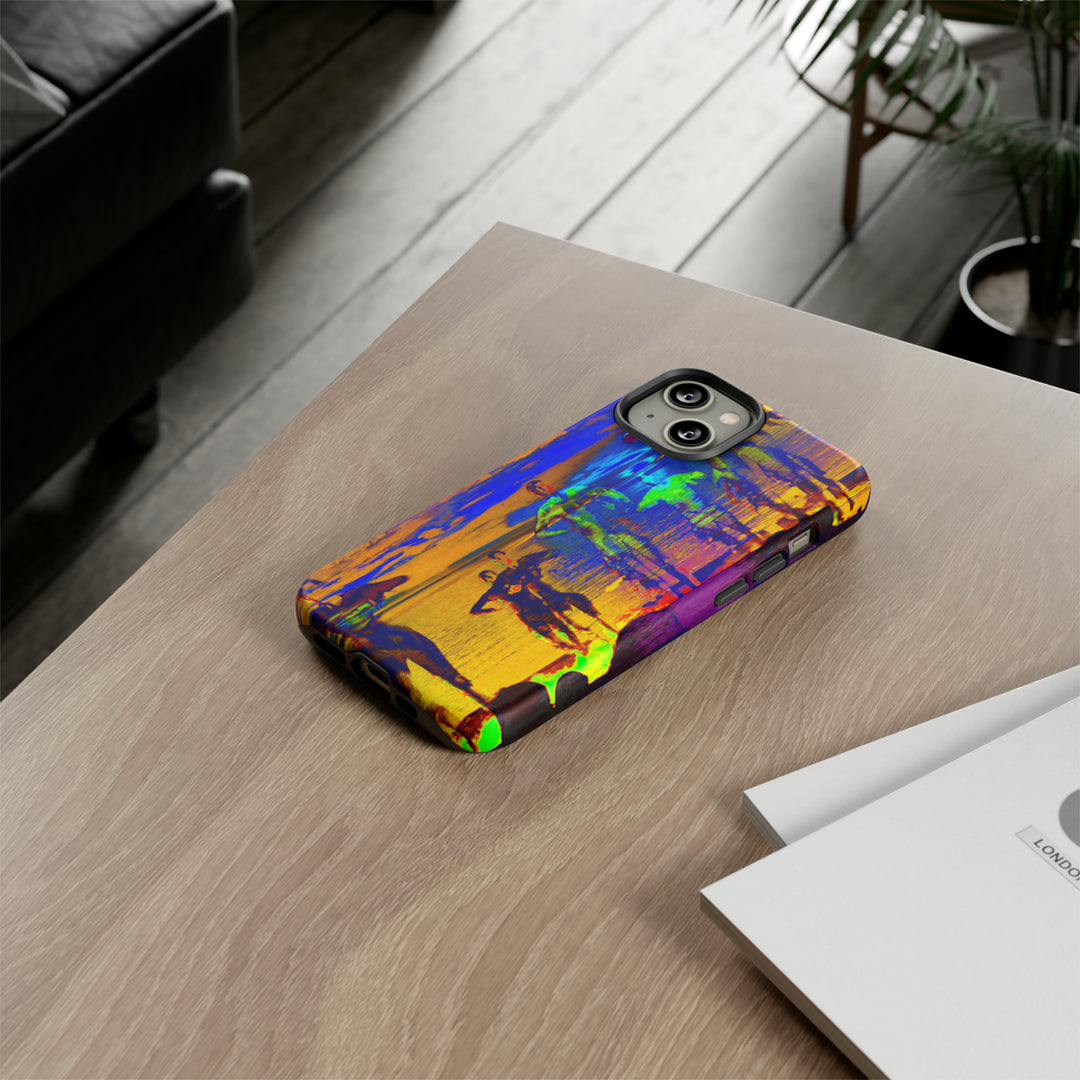 Cute IPhone Case | iPhone 15 Case | iPhone 15 Pro Max Case, Iphone 14 Case, Iphone 14 Pro Max Case IPhone Case for Art Lovers, Sunset Dance Blue Yellow - Studio40ParkLane
