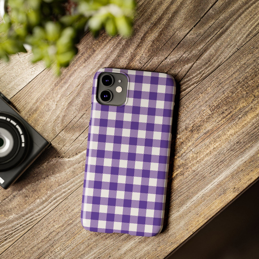 Slim Purple Gingham Gift for Her Cute Phone Cases for Iphone 16 Pro Max | iPhone 15 Case | iPhone 15 Pro Max Case, Iphone 14, 13, 12, 11, 10, 8, 7 - Studio40ParkLane