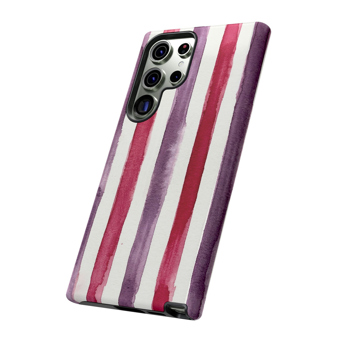 Tough Cute Wine Red Purple Stripes Phone Case, for IPhone 17 Pro Max | Iphone 17 Air, Iphone 16, IPhone 15, 14 13 12, Samsung Galaxy S26, S25, S24, S23 - Studio40ParkLane