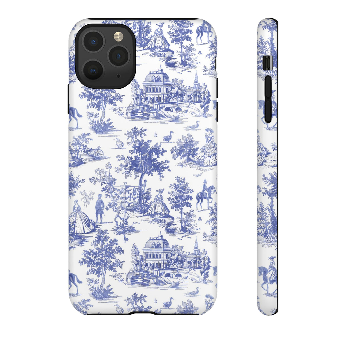 Premium Tough Blue French Toile Gift for Her Cute Phone Cases for Samsung and Iphone, 16, 15, 14, S24, S23, S22, S21, S20, Plus, Ultra, Pro